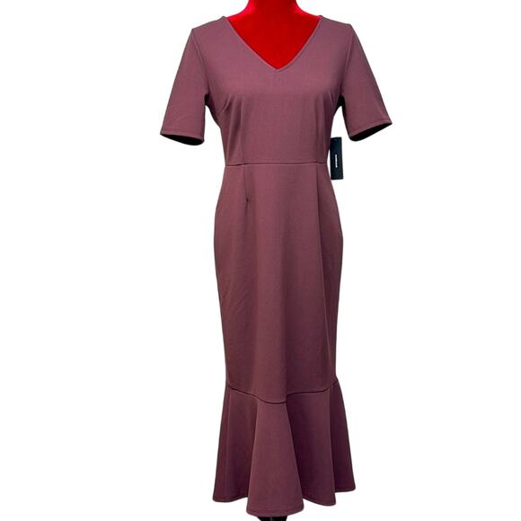 Lulus purple short sleeve Maxi dress sz L v-neck low- high mermaid dress NWT - Picture 1 of 13